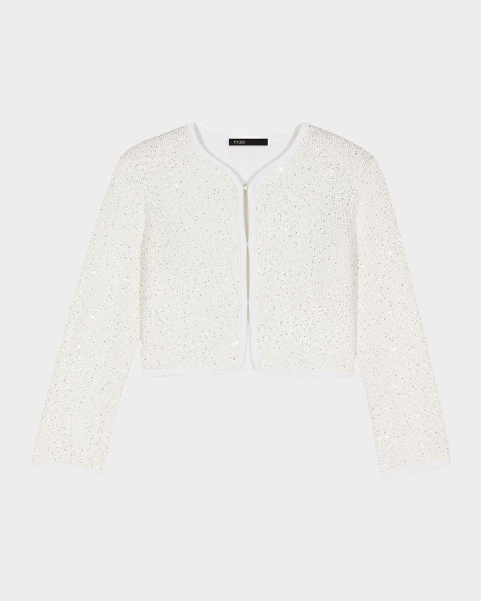 Musselsequin Embellished Stretch Knit Cardigan
